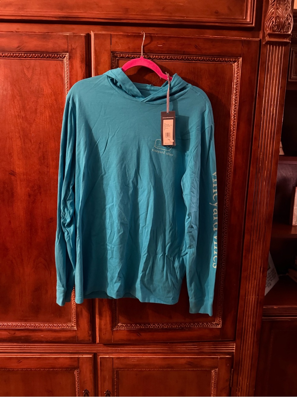 Vineyard vines Men's Teal Long-Sleeve Hooded Shirt